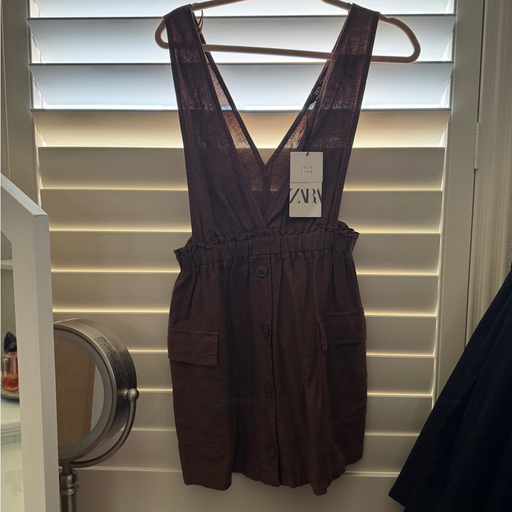 Zara Chocolate Brown Sleeveless overall Dress